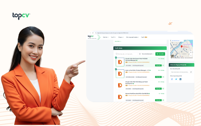 Cách ứng tuyển việc làm Digiworld trên TopCV